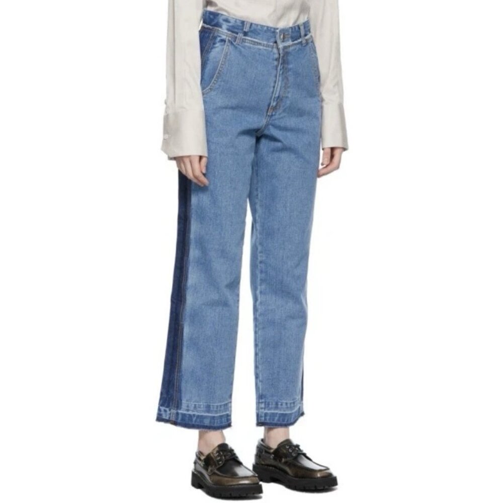 ADER Error Workch Blue Straight Jeans Frayed Hem Size A3 Waist 30”